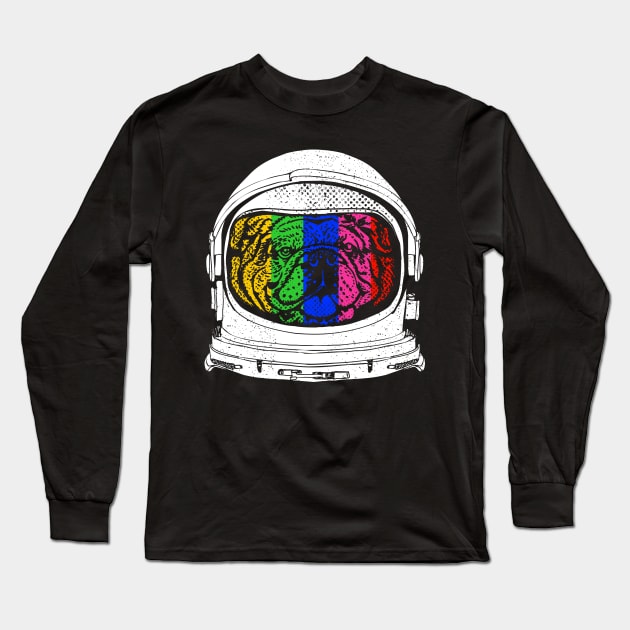 Astronaut English Bulldog Long Sleeve T-Shirt by huebucket